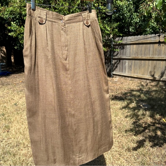 Vintage 1970s tan midi skirt - Picture 1 of 10